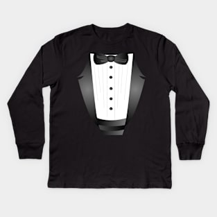 1980s Groomsman Bowtie party bachelor party novelty Tuxedo Kids Long Sleeve T-Shirt